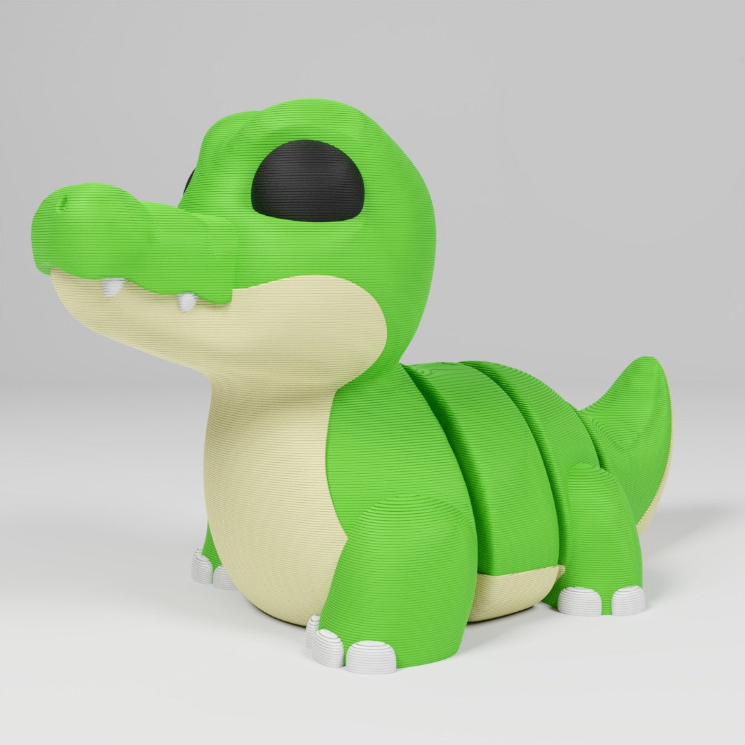 Cute Articulated 3D printed Crocodile Figurine Ornament