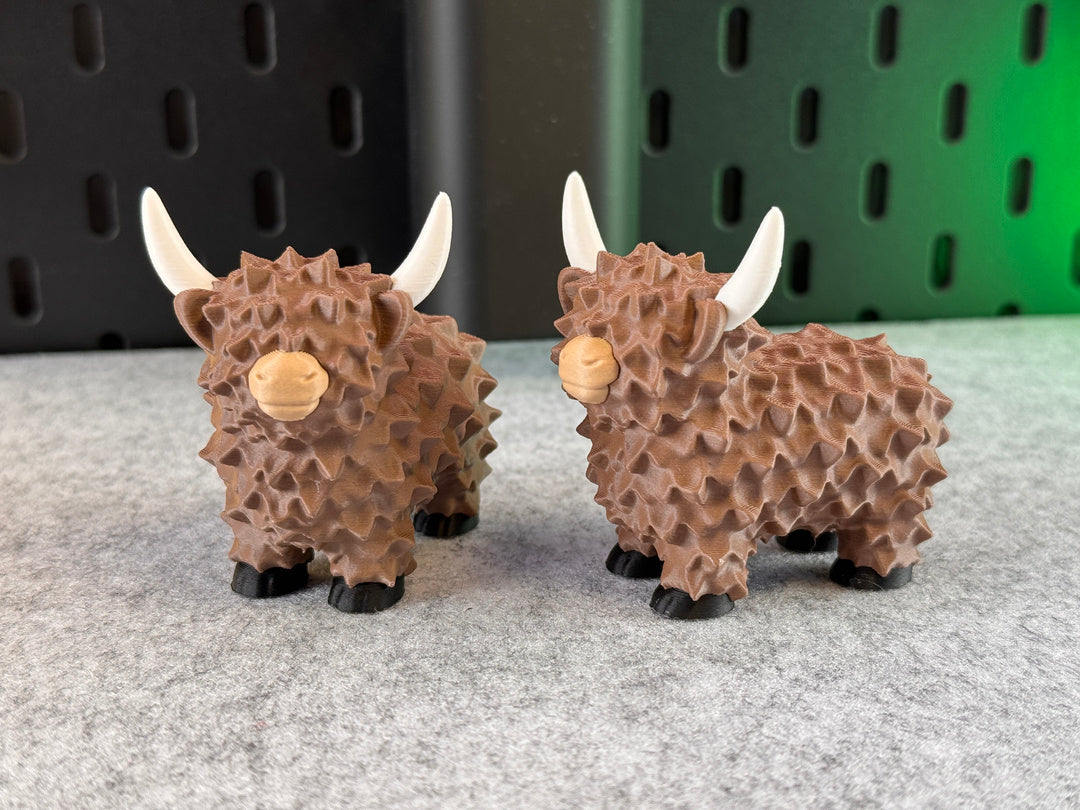 3D Printed Highland Cow Figurine Cute Farm Decor