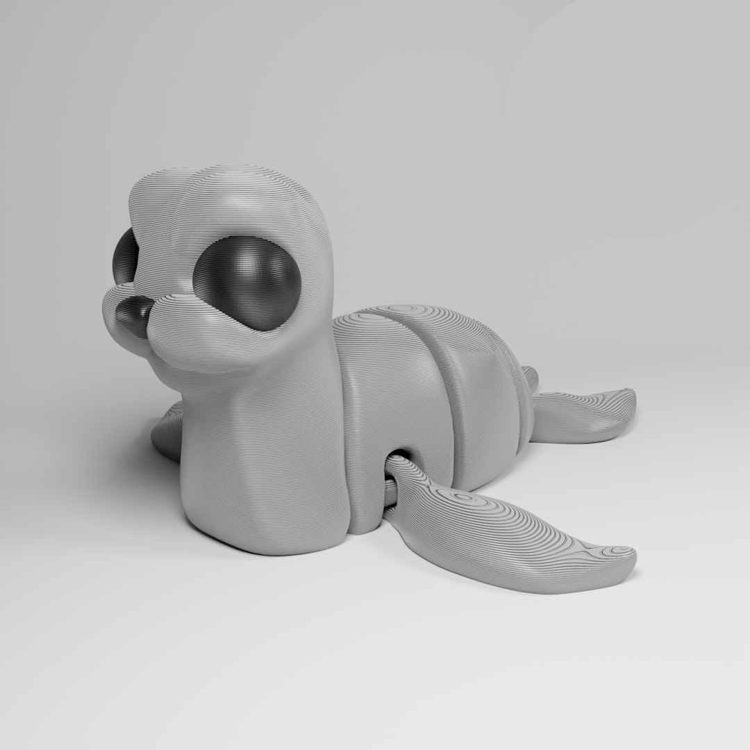 Cute Articulated 3D printed Seal Figurine Ornament