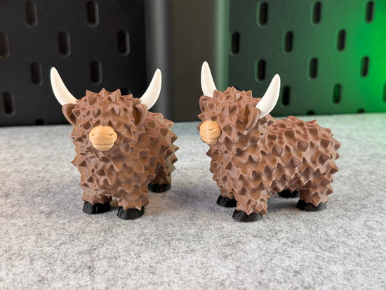 3D Printed Highland Cow Figurine Cute Farm Decor