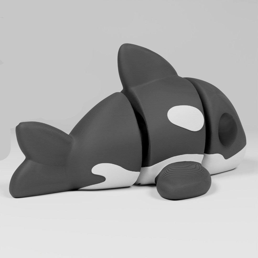 Cute Articulated 3D Printed Orca Figurine Desk Decor