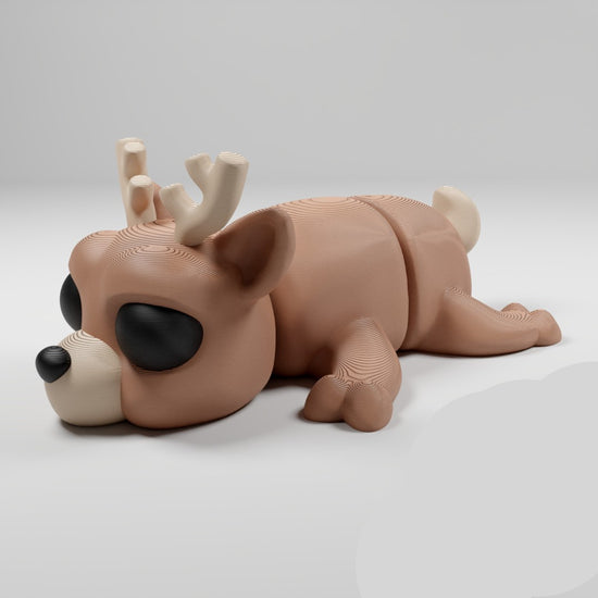 Cute Articulated 3D Printed Reindeer Figurine Desk Decor