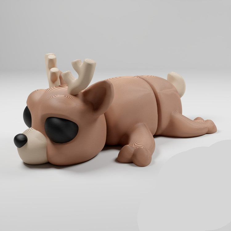 Cute Articulated 3D Printed Reindeer Figurine Desk Decor
