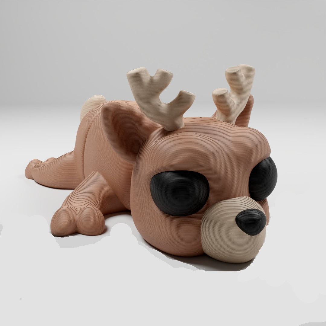 Cute Articulated 3D Printed Reindeer Figurine Desk Decor