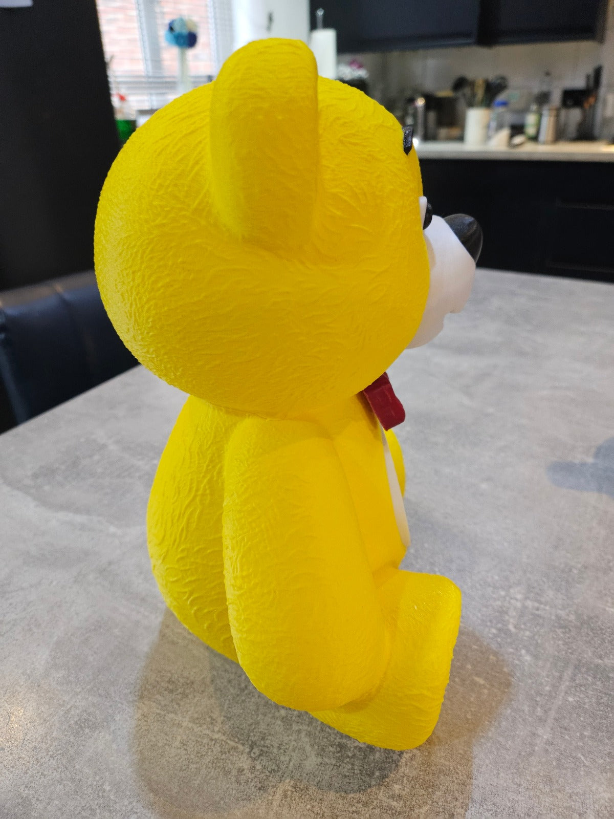 3D Printed Yellow Heart Bear Figurine Cute Gift Decor