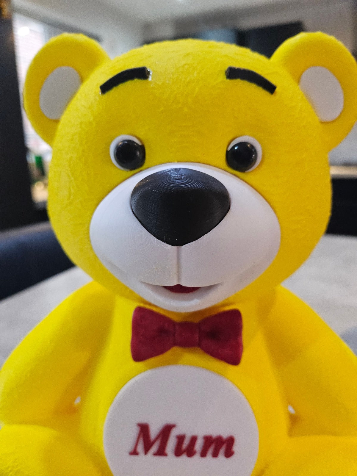 3D Printed Yellow Heart Bear Figurine Cute Gift Decor
