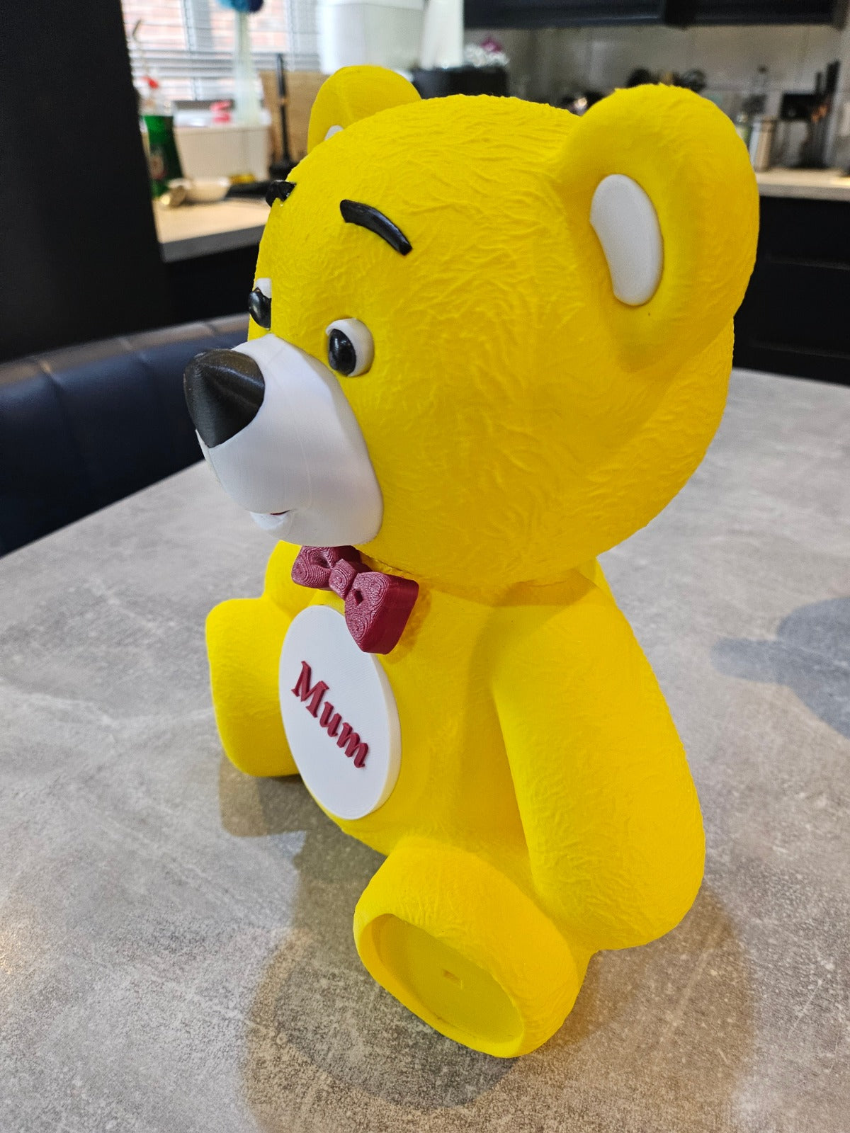 3D Printed Yellow Heart Bear Figurine Cute Gift Decor
