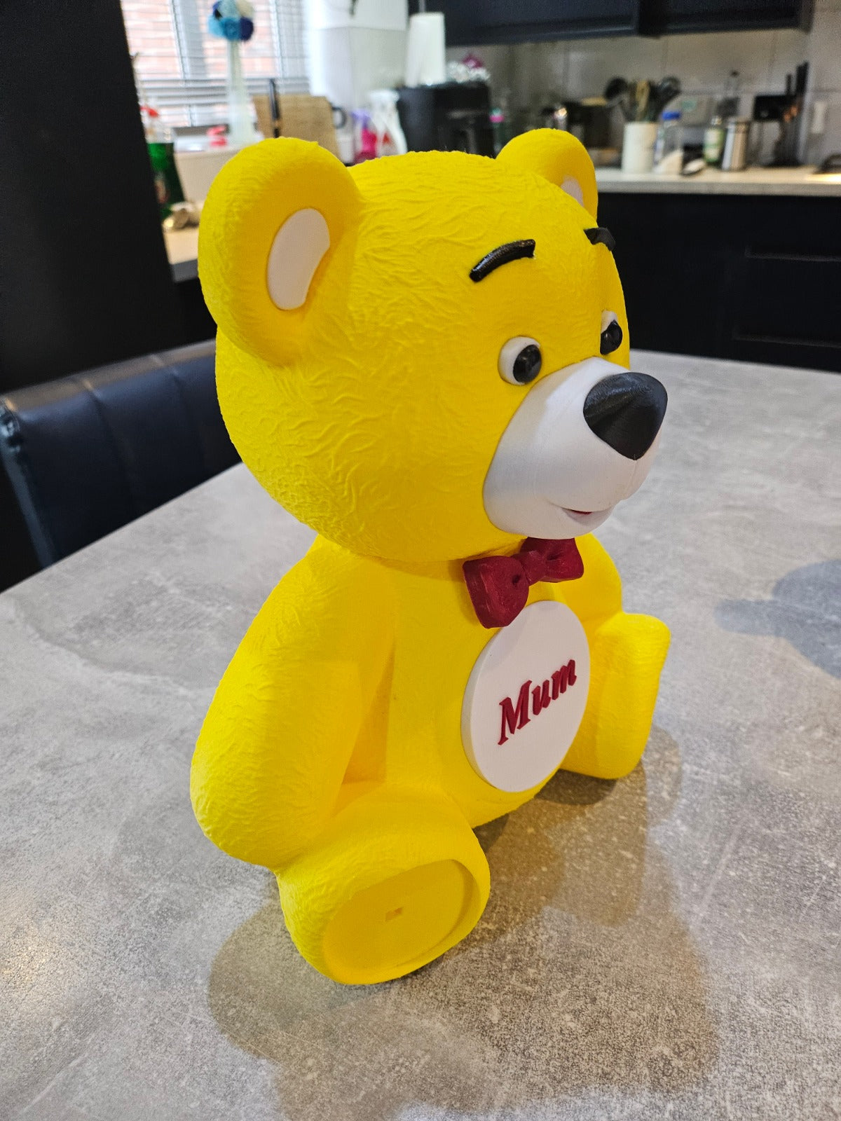 3D Printed Yellow Heart Bear Figurine Cute Gift Decor